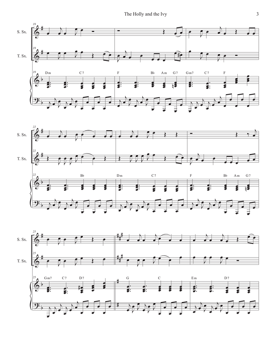 The Holly and the Ivy (Huapango Style) (Duet for Soprano and Tenor Saxophone) Woodwind Duet scores gallery preview page 3