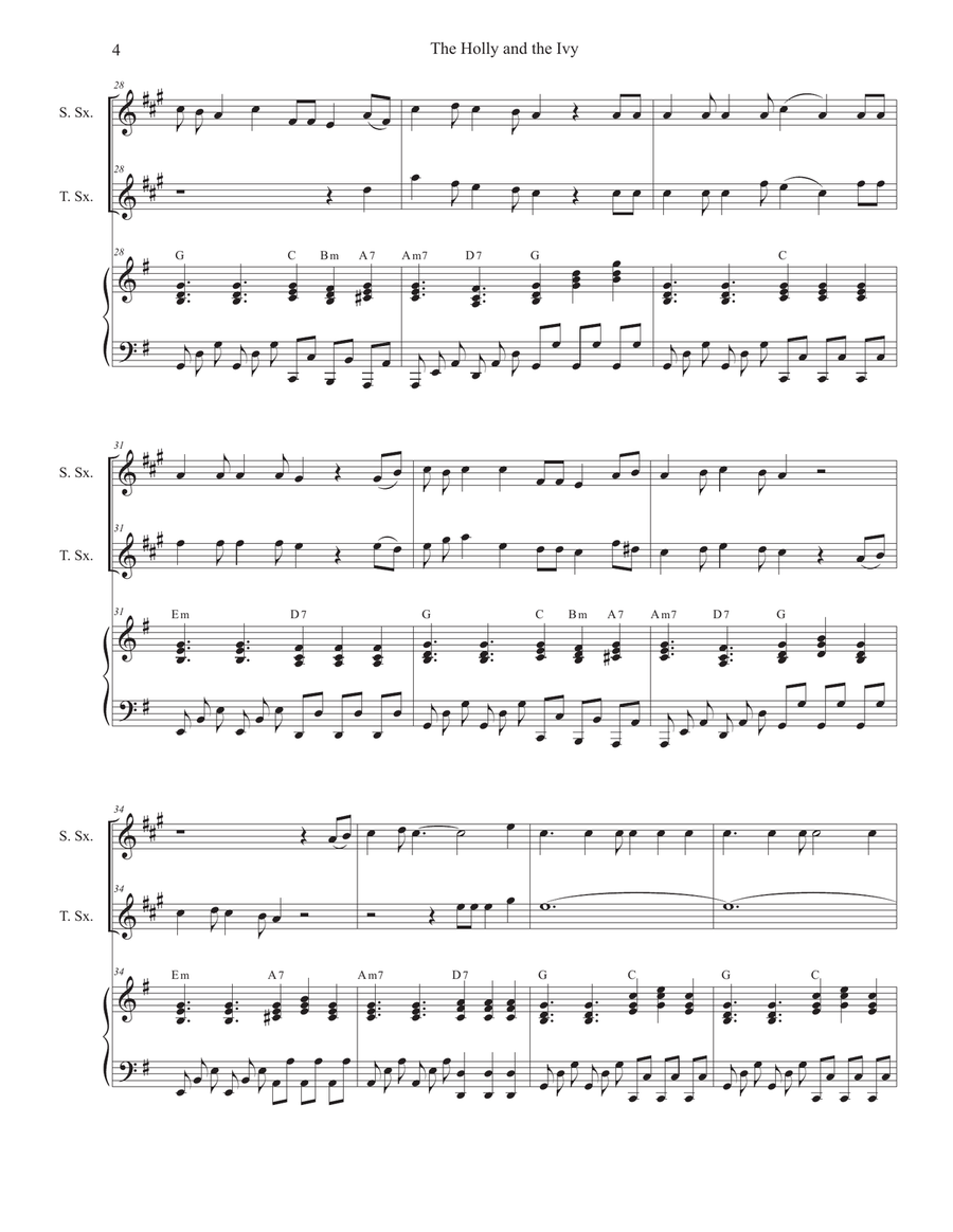 The Holly and the Ivy (Huapango Style) (Duet for Soprano and Tenor Saxophone) Woodwind Duet scores gallery preview page 4