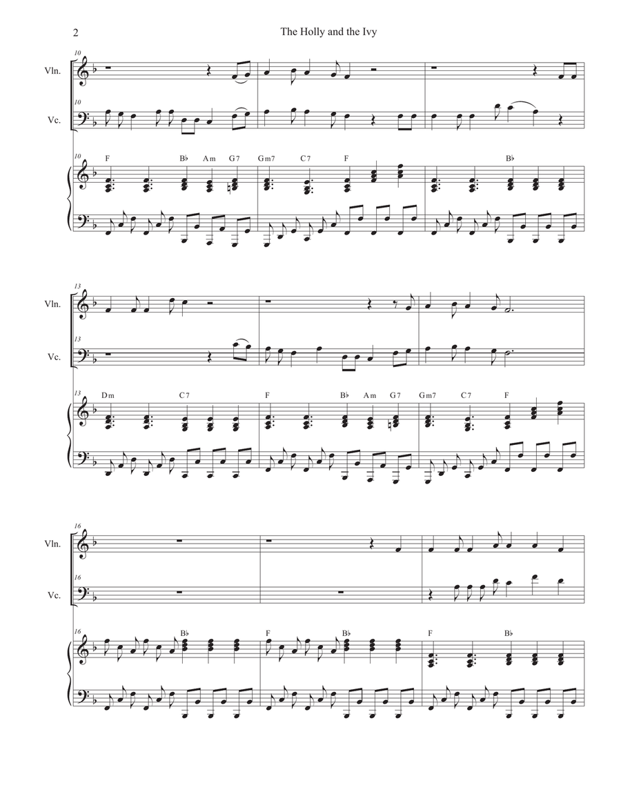 The Holly and the Ivy (Huapango Style) (Duet for Violin and Cello) Piano Trio scores gallery preview page 2