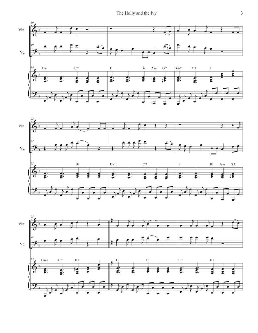 The Holly and the Ivy (Huapango Style) (Duet for Violin and Cello) Piano Trio scores gallery preview page 3