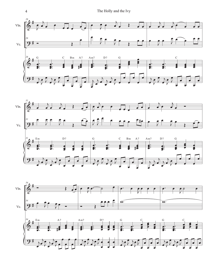 The Holly and the Ivy (Huapango Style) (Duet for Violin and Cello) Piano Trio scores gallery preview page 4