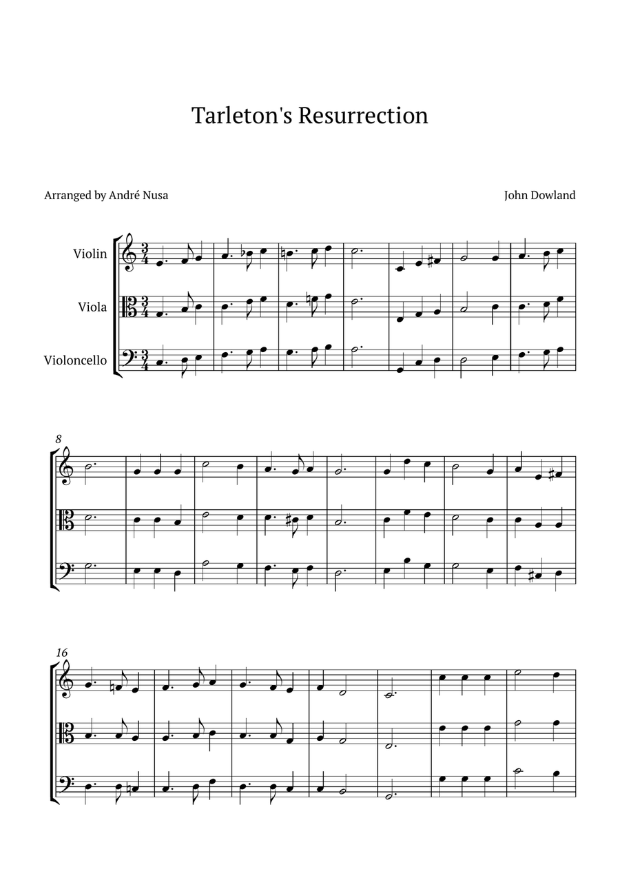 Tarleton's Resurrection String Trio scores gallery preview page 1