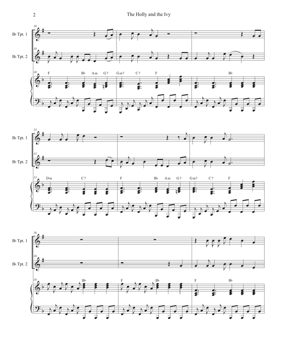 The Holly and the Ivy (Huapango Style) (Duet for Bb-Trumpet) Trumpet Duet scores gallery preview page 2