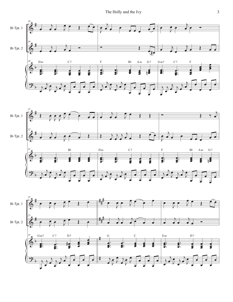 The Holly and the Ivy (Huapango Style) (Duet for Bb-Trumpet) Trumpet Duet scores gallery preview page 3
