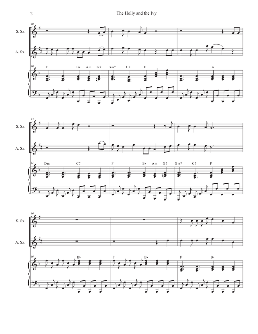 The Holly and the Ivy (Huapango Style) (Duet for Soprano and Alto Saxophone) Woodwind Duet scores gallery preview page 2