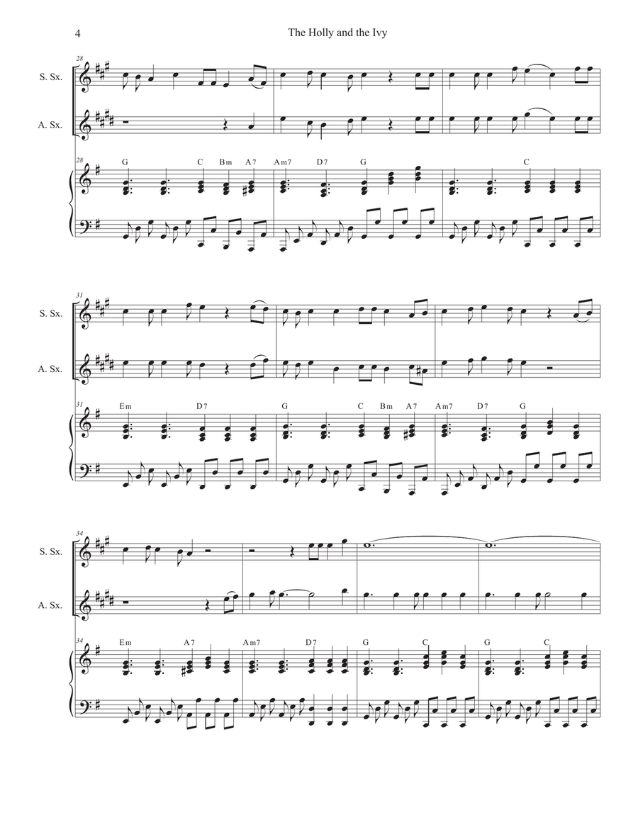 The Holly and the Ivy (Huapango Style) (Duet for Soprano and Alto Saxophone) Woodwind Duet scores gallery preview page 4
