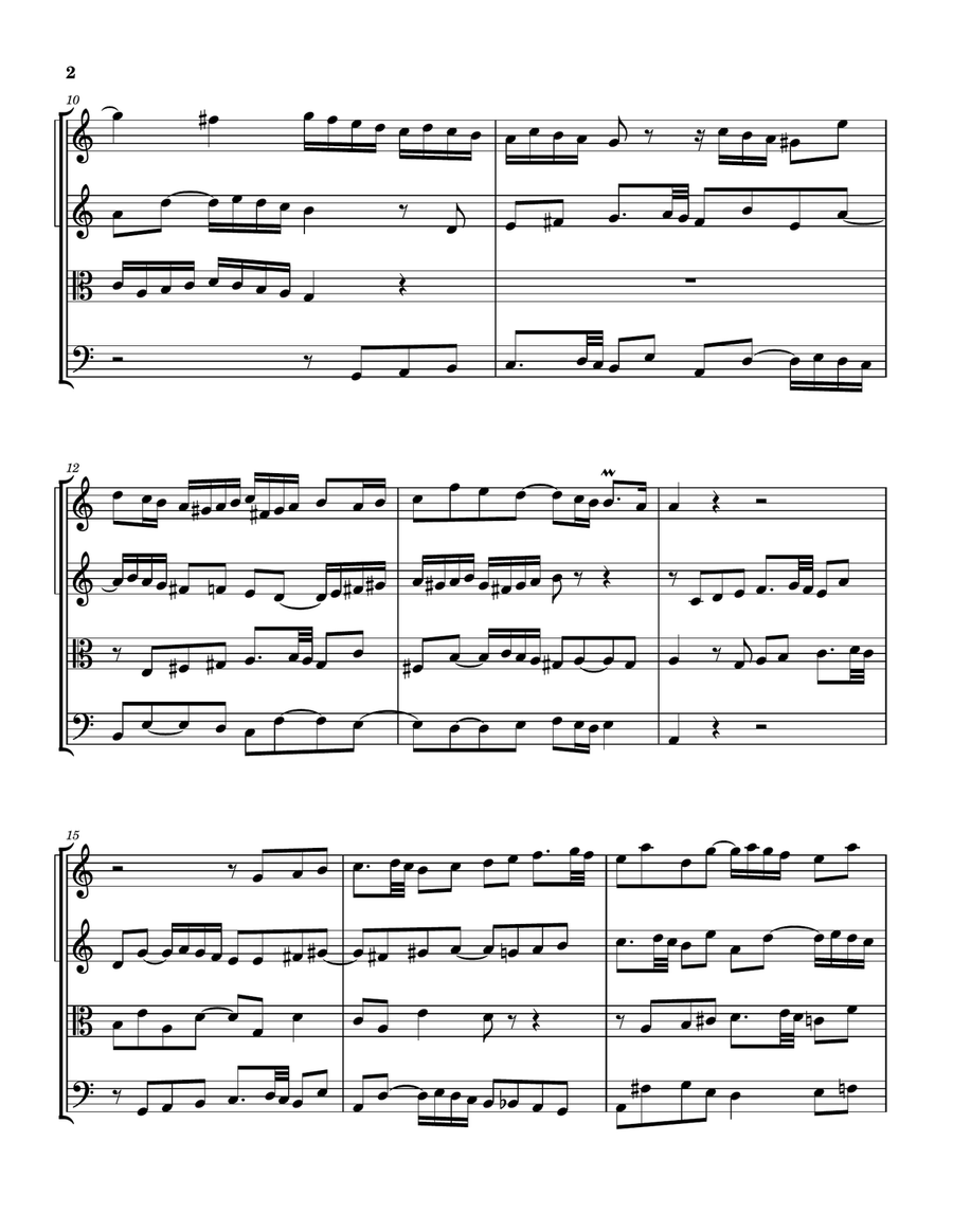 Fugue in C (Book 1 of the Well-tempered Clavier) String Quartet scores gallery preview page 2