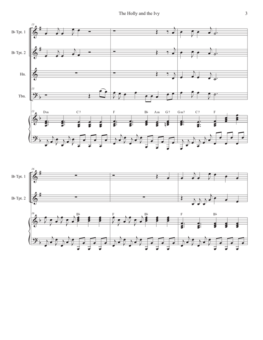 The Holly and the Ivy (Huapango Style) (Brass Quartet and Piano) Brass Quartet scores gallery preview page 3