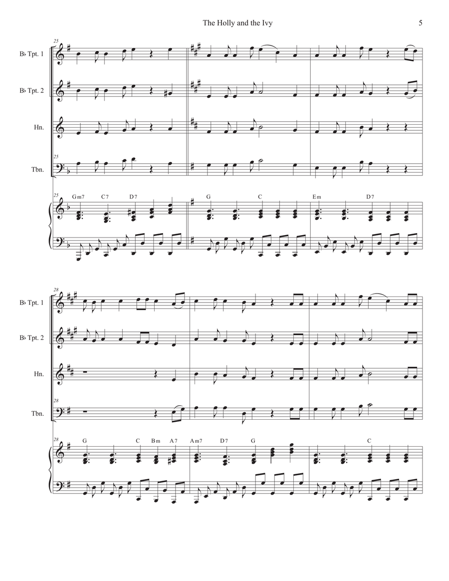 The Holly and the Ivy (Huapango Style) (Brass Quartet and Piano) Brass Quartet scores gallery preview page 5