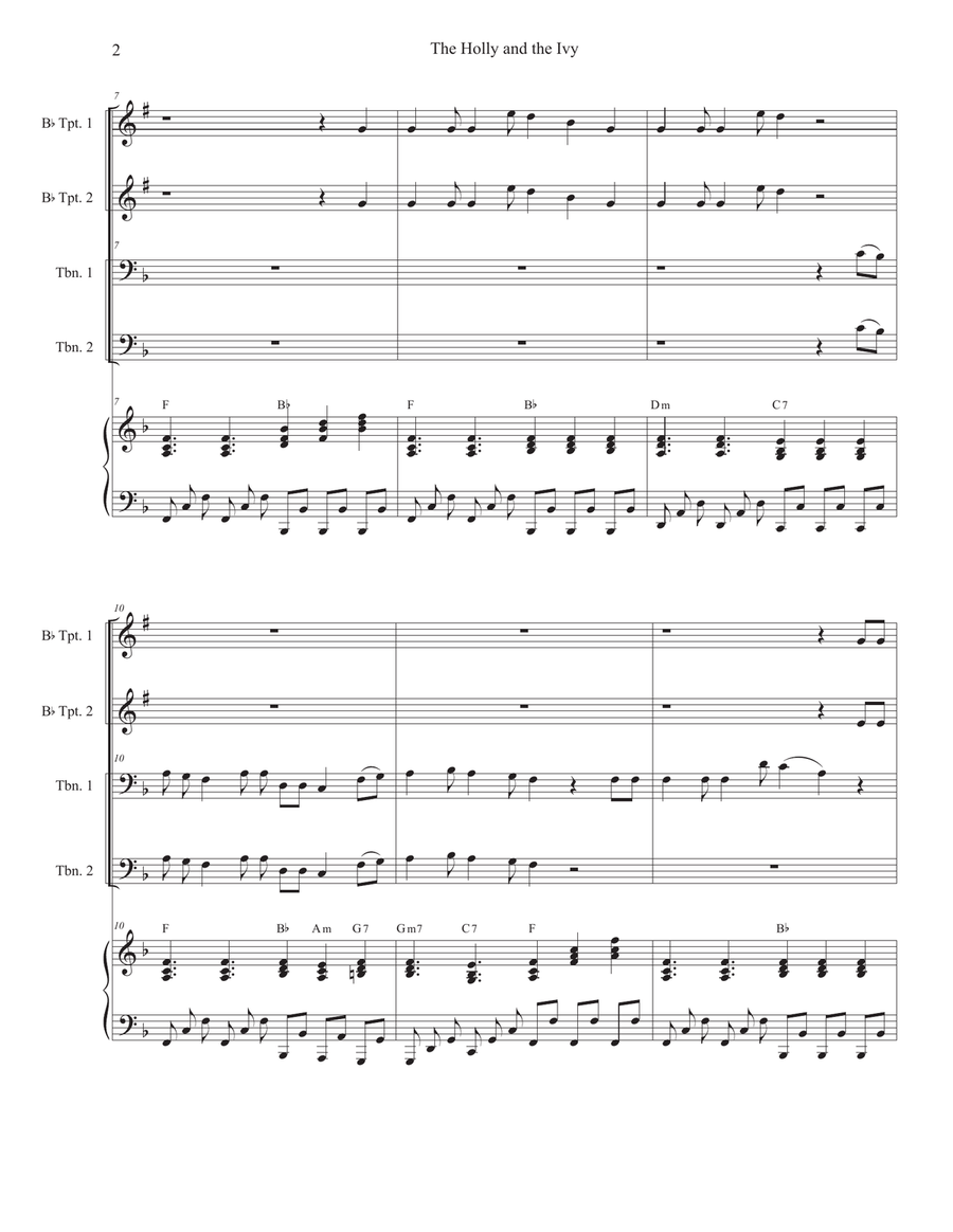The Holly and the Ivy (Huapango Style) (Brass Quartet and Piano - Alternate Version) Brass Quartet scores gallery preview page 2