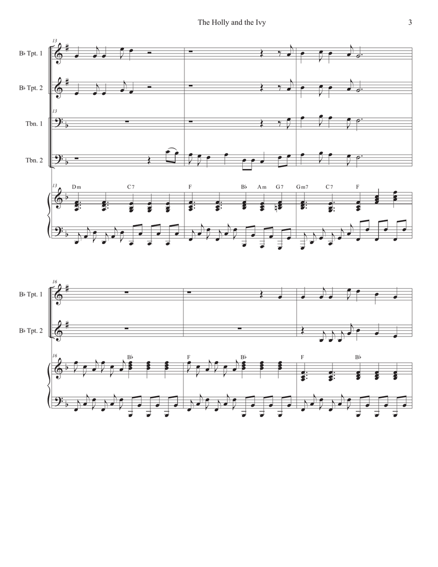 The Holly and the Ivy (Huapango Style) (Brass Quartet and Piano - Alternate Version) Brass Quartet scores gallery preview page 3