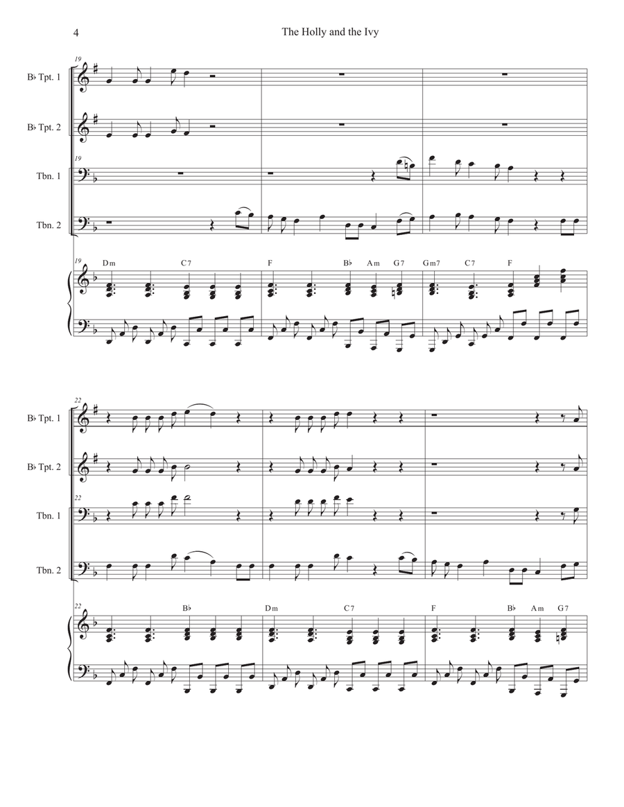 The Holly and the Ivy (Huapango Style) (Brass Quartet and Piano - Alternate Version) Brass Quartet scores gallery preview page 4