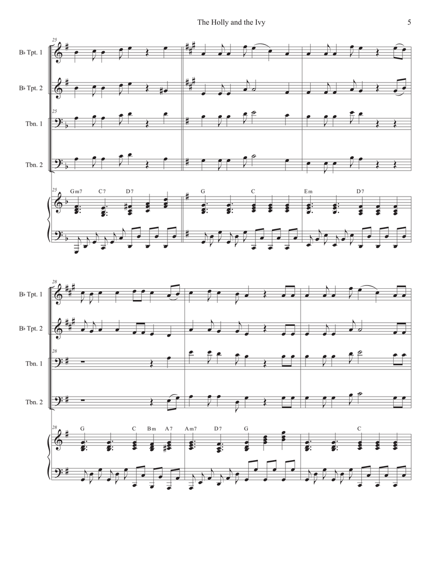 The Holly and the Ivy (Huapango Style) (Brass Quartet and Piano - Alternate Version) Brass Quartet scores gallery preview page 5