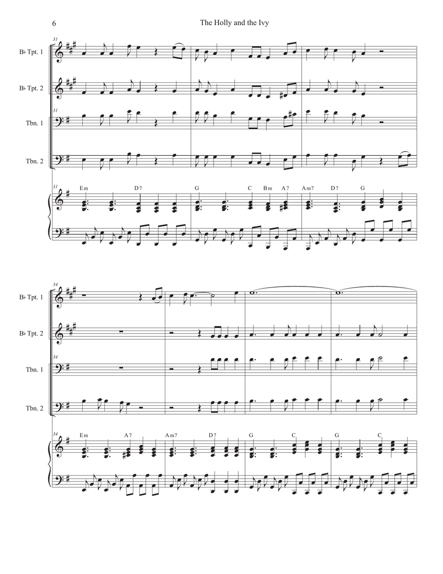 The Holly and the Ivy (Huapango Style) (Brass Quartet and Piano - Alternate Version) Brass Quartet scores gallery preview page 6