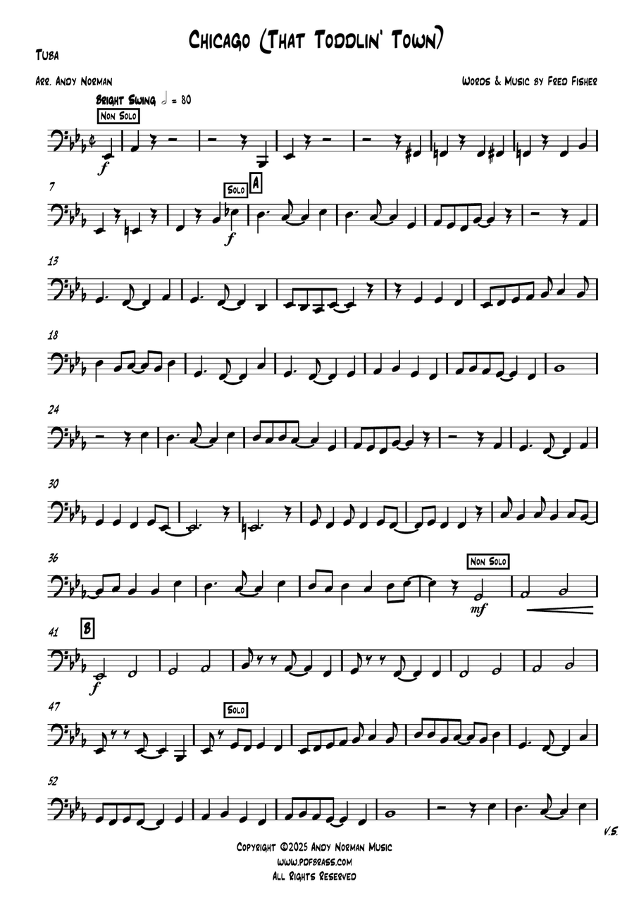 Chicago (That Toddlin' Town) Brass Quintet scores gallery preview page 1