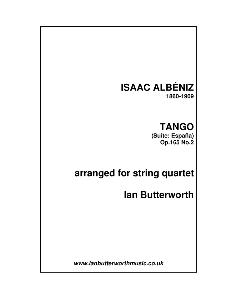 ALBENIZ Tango for string quartet String Quartet scores gallery preview page 1