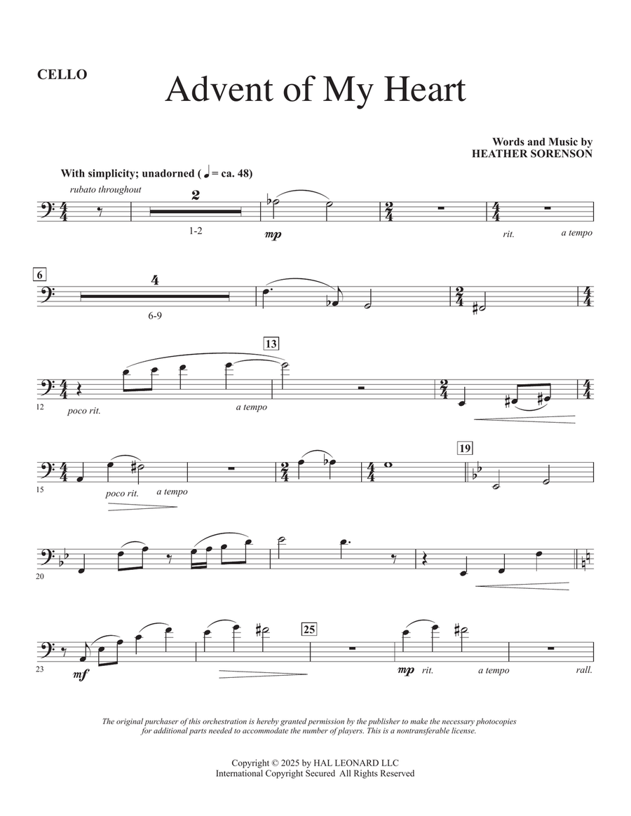 Advent Of My Heart - Cello Choir scores gallery preview page 1