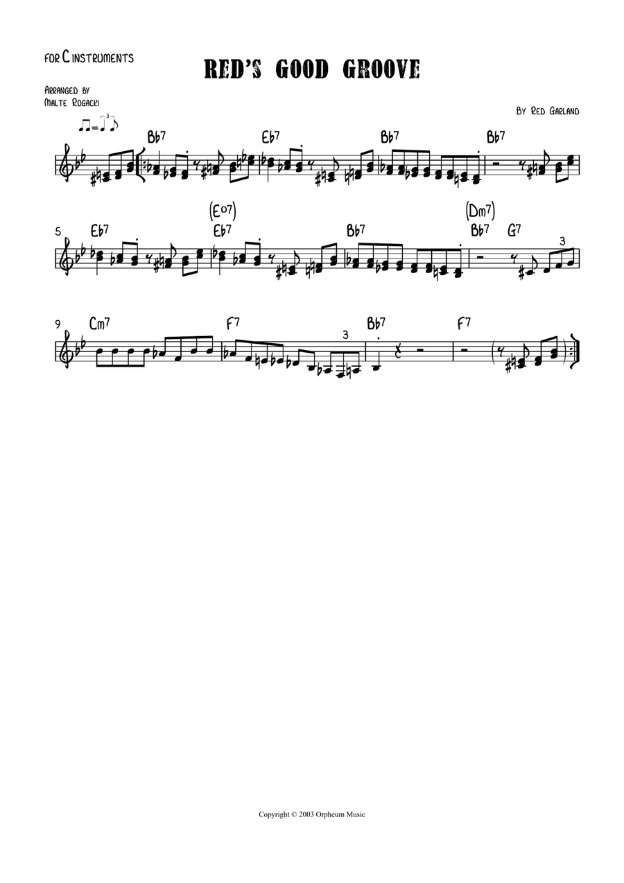 Red's Good Groove Red's Good Groove Piano scores gallery preview page 1