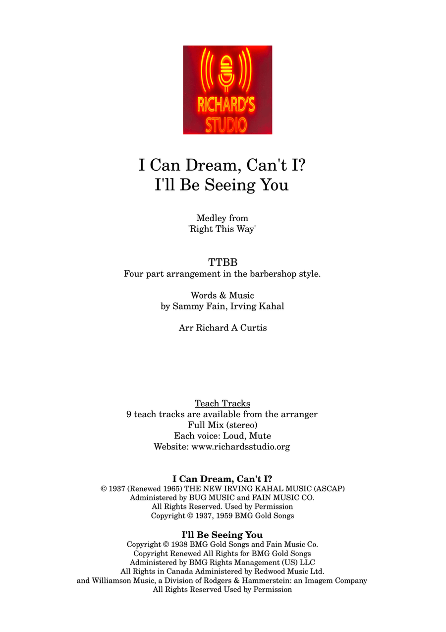 Medley: I Can Dream, Can't I? with I'll Be Seeing You TTBB scores gallery preview page 1
