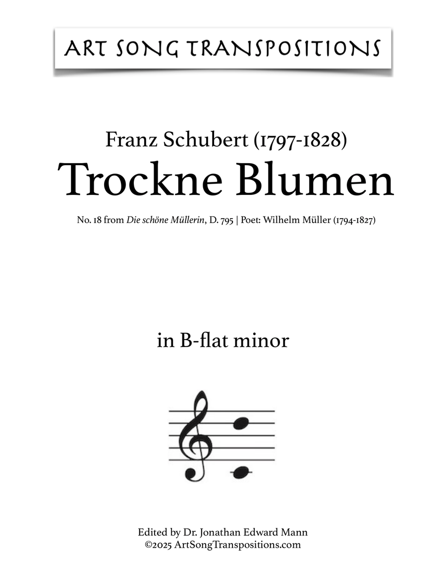 SCHUBERT: Trockne Blumen, D. 795 no. 18 (transposed to B-flat minor) Piano, Vocal scores gallery preview page 1