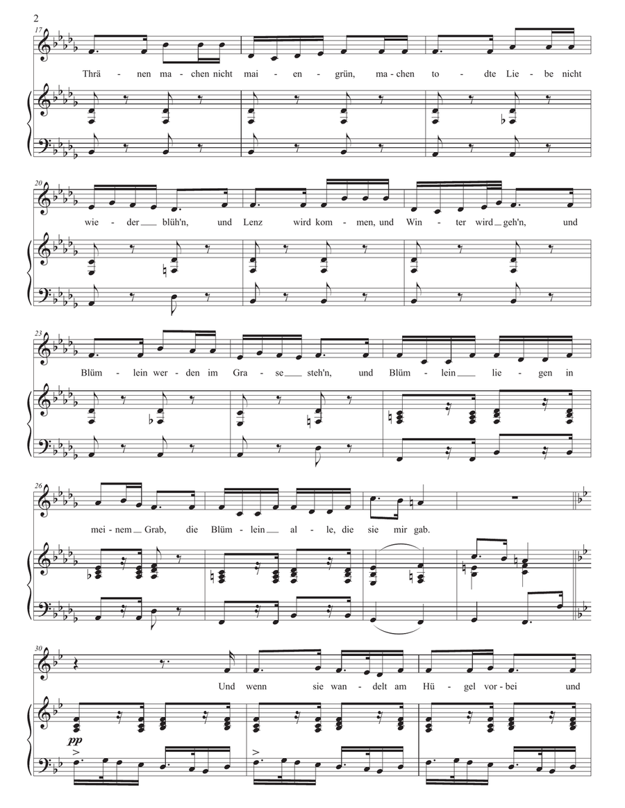 SCHUBERT: Trockne Blumen, D. 795 no. 18 (transposed to B-flat minor) Piano, Vocal scores gallery preview page 3