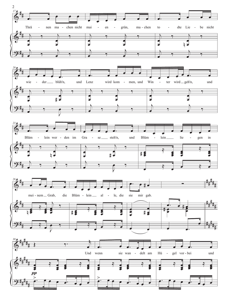 SCHUBERT: Trockne Blumen, D. 795 no. 18 (transposed to B minor) Piano, Vocal scores gallery preview page 3