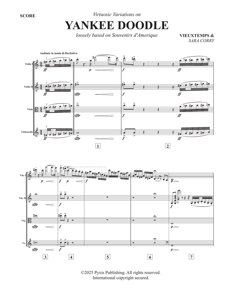 Virtuosic Variations on Yankee Doodle String Quartet scores gallery preview page 1