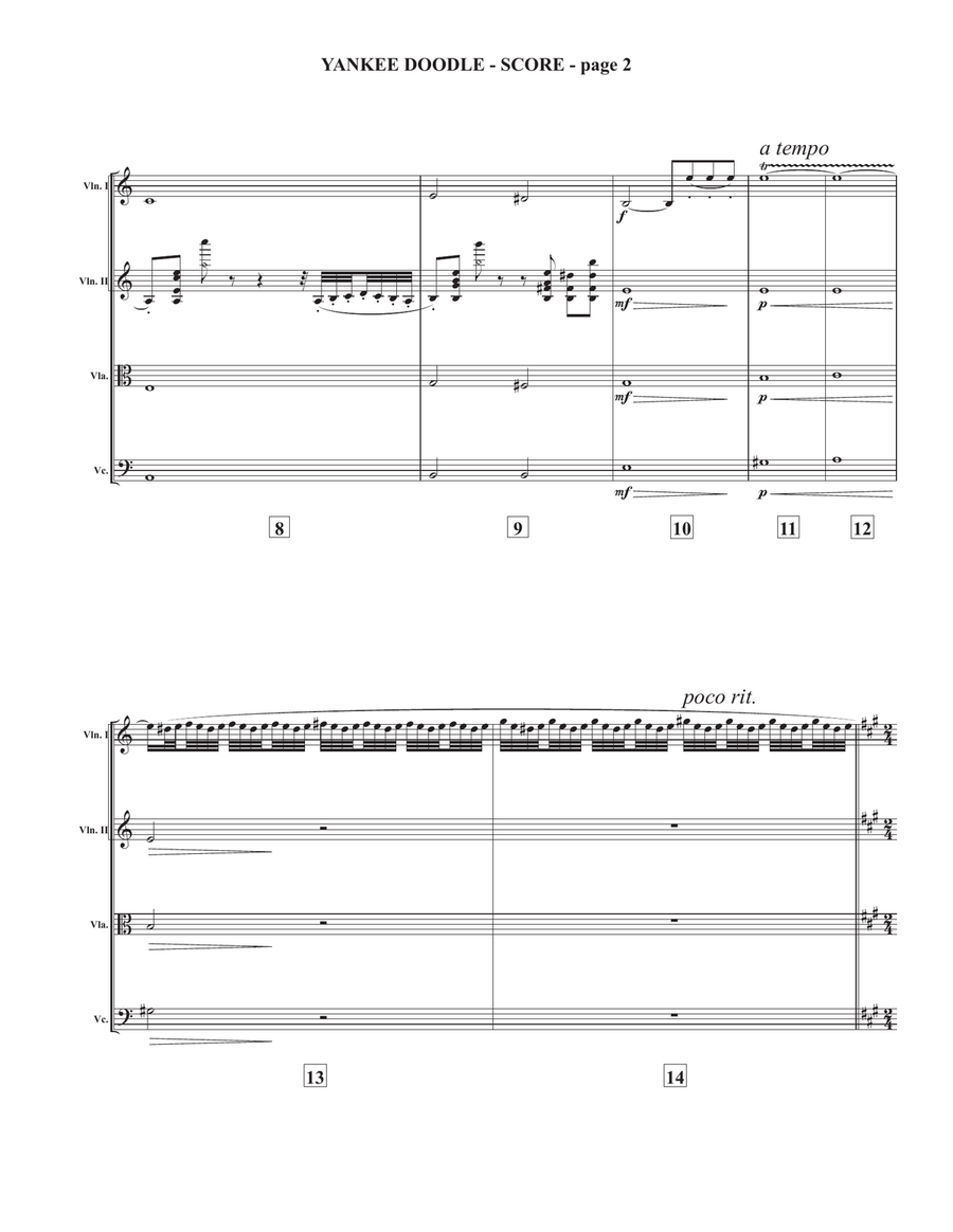 Virtuosic Variations on Yankee Doodle String Quartet scores gallery preview page 2