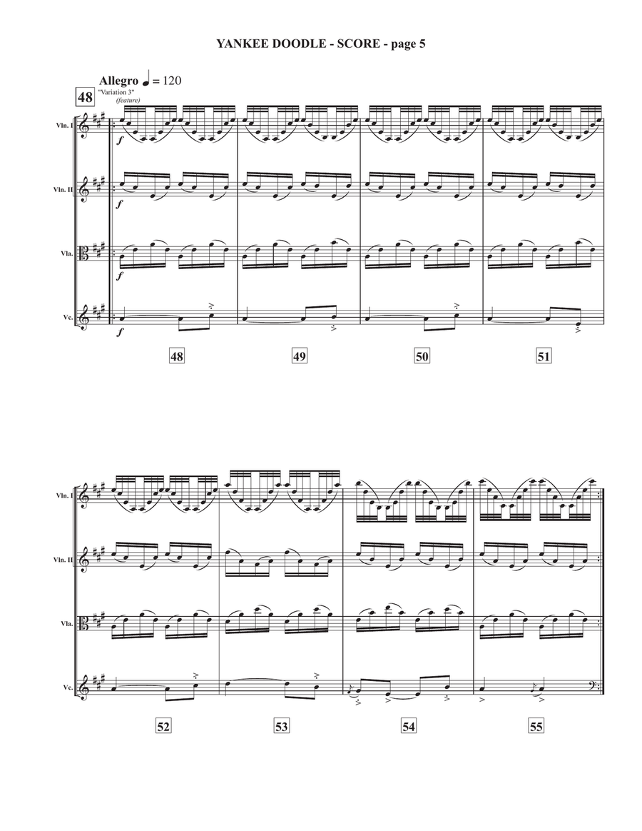 Virtuosic Variations on Yankee Doodle String Quartet scores gallery preview page 5