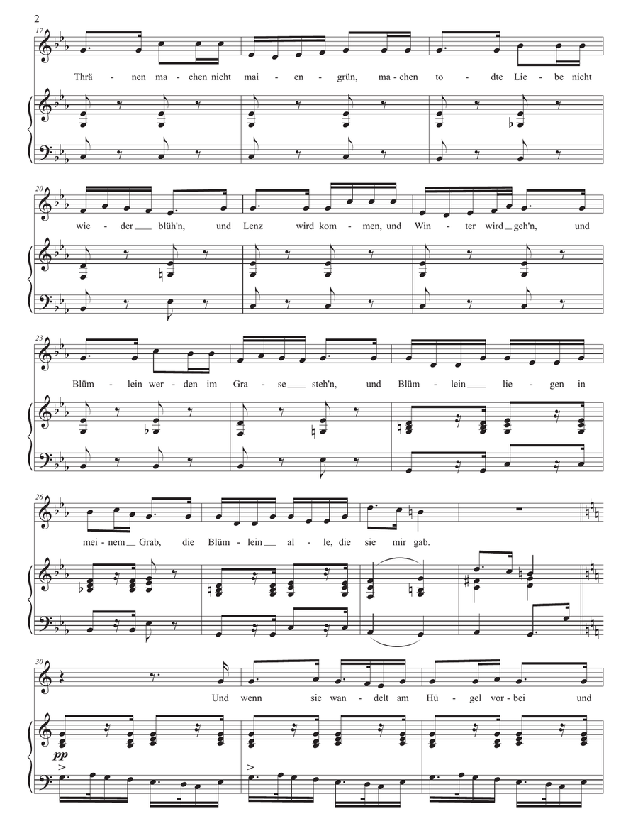 SCHUBERT: Trockne Blumen, D. 795 no. 18 (transposed to C minor) Piano, Vocal scores gallery preview page 3
