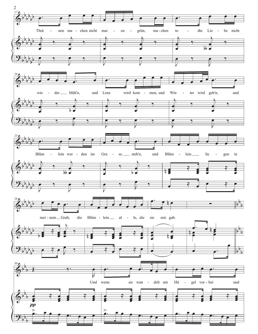 SCHUBERT: Trockne Blumen, D. 795 no. 18 (transposed to E-flat minor) Piano, Vocal scores gallery preview page 3