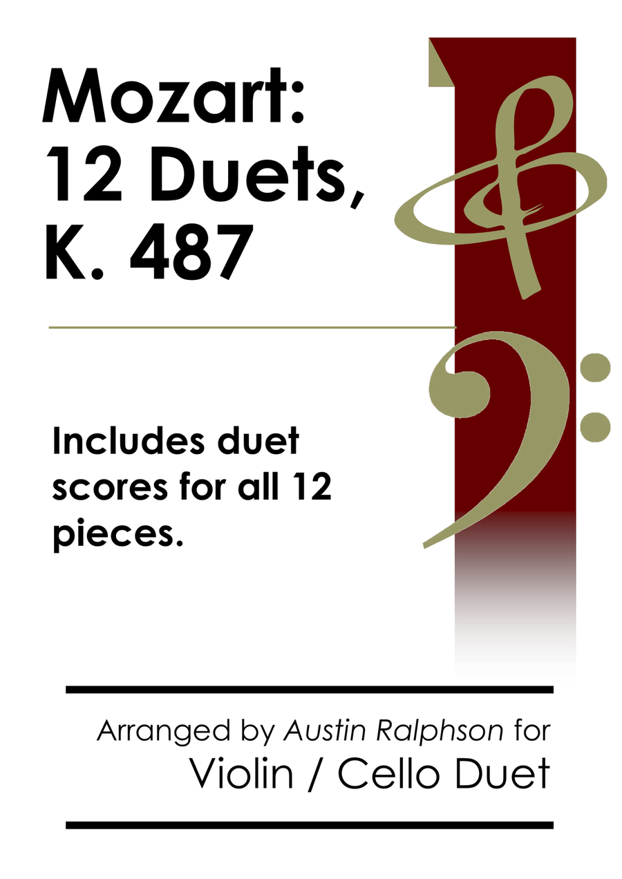COMPLETE Mozart 12 duets, K. 487 - violin and cello duet String Duet scores gallery preview page 1
