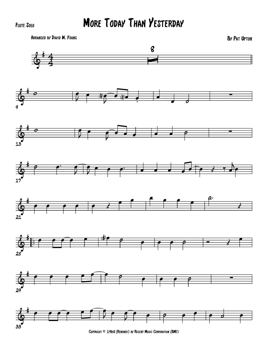 More Today Than Yesterday Flute Solo scores gallery preview page 1
