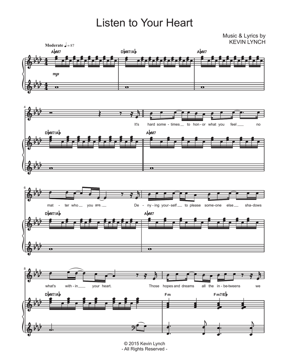 Listen to Your Heart Listen to Your Heart Piano, Vocal scores gallery preview page 1