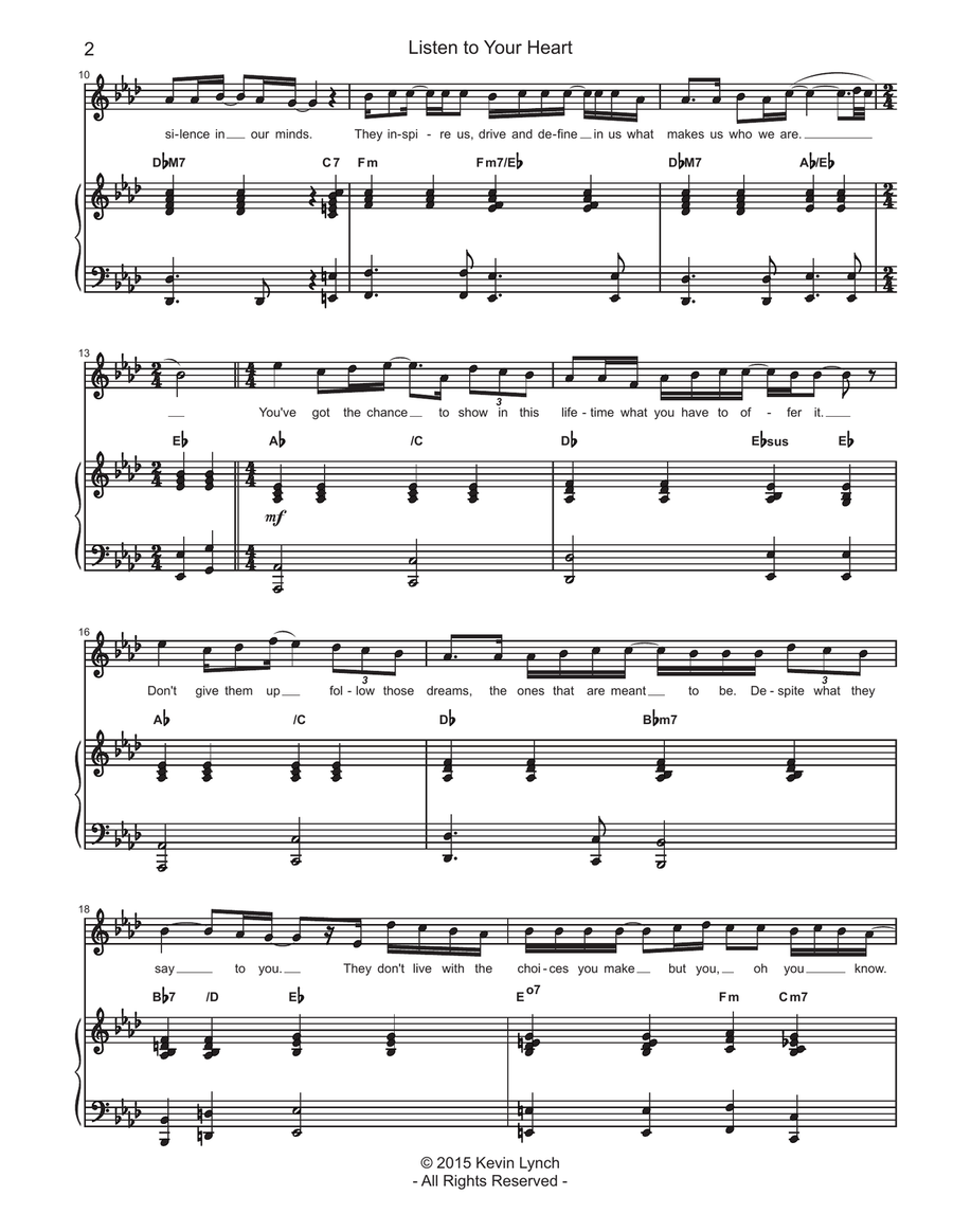 Listen to Your Heart Listen to Your Heart Piano, Vocal scores gallery preview page 2