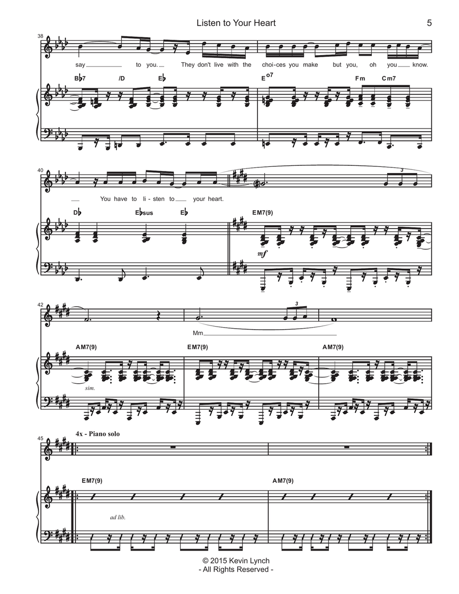 Listen to Your Heart Listen to Your Heart Piano, Vocal scores gallery preview page 5
