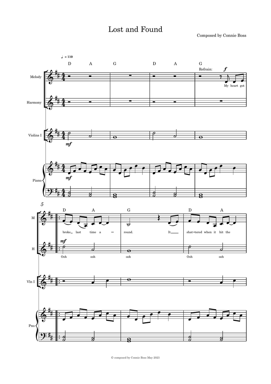 Lost and Found duet violin and piano Small Ensemble scores gallery preview page 1