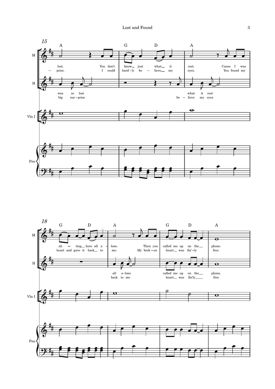 Lost and Found duet violin and piano Small Ensemble scores gallery preview page 3
