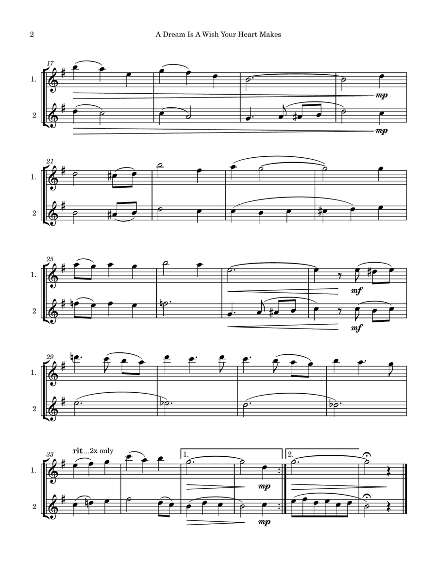 A Dream Is A Wish Your Heart Makes Flute Duet scores gallery preview page 2