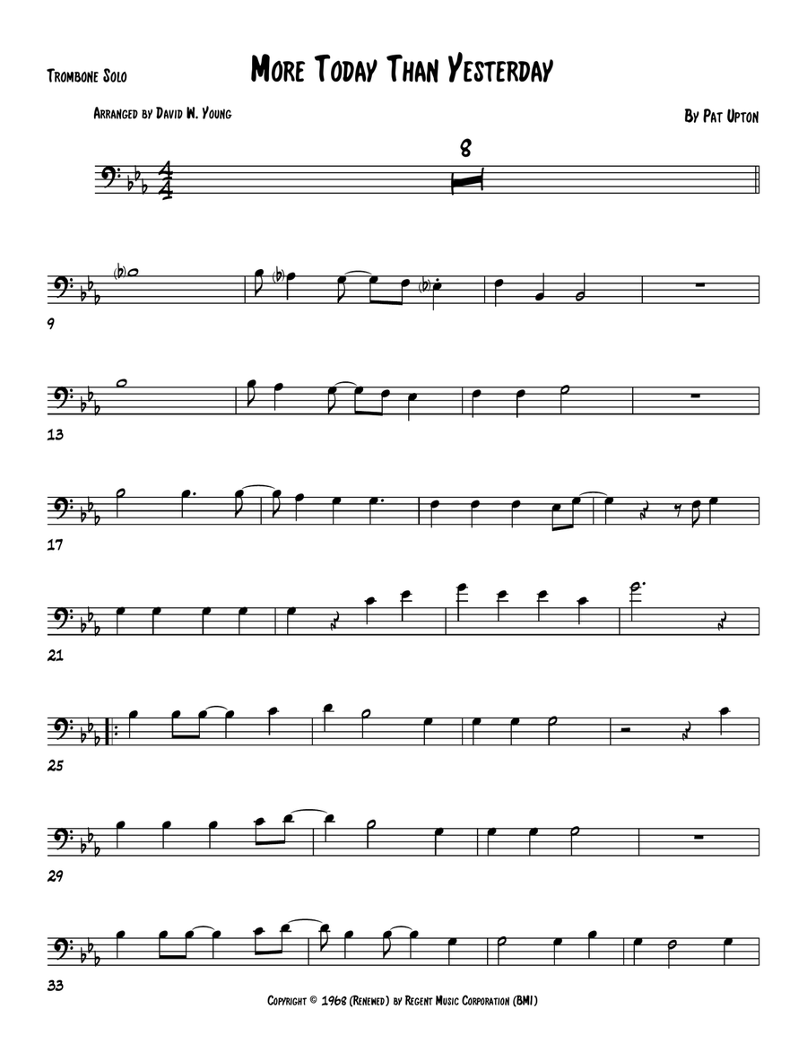 More Today Than Yesterday Trombone Solo scores gallery preview page 1