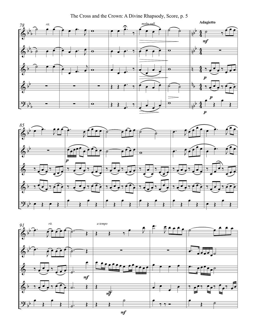 THE CROSS AND THE CROWN - A DIVINE RHAPSODY Woodwind Quintet scores gallery preview page 6