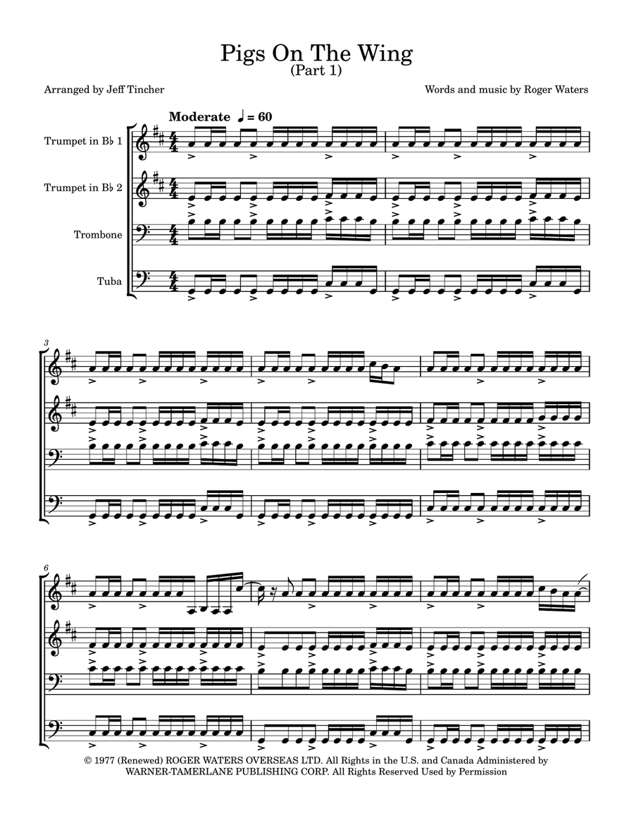 Pigs On The Wing (Part 1) Brass Quartet scores gallery preview page 2