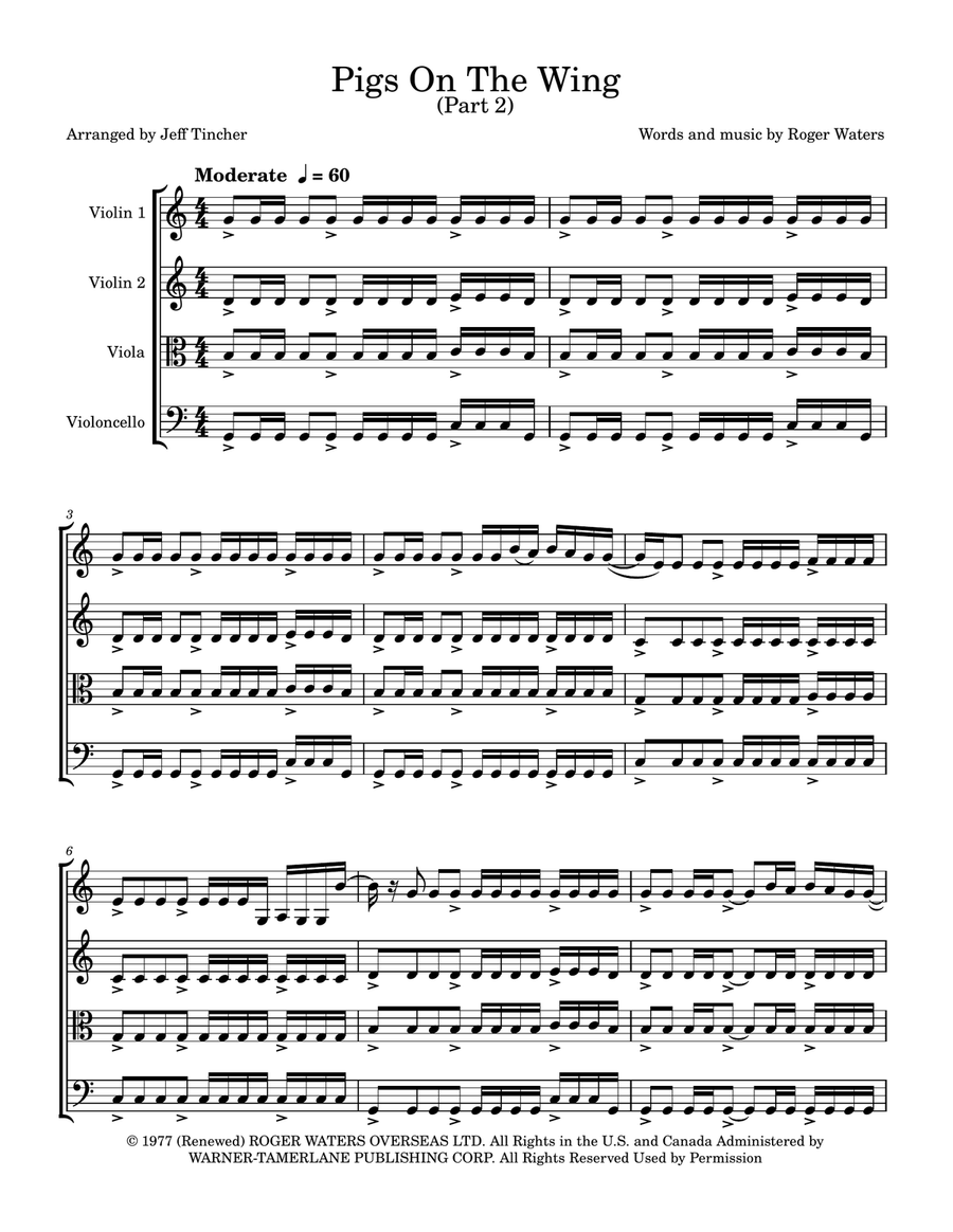 Pigs On The Wing (Part 2) String Quartet scores gallery preview page 2