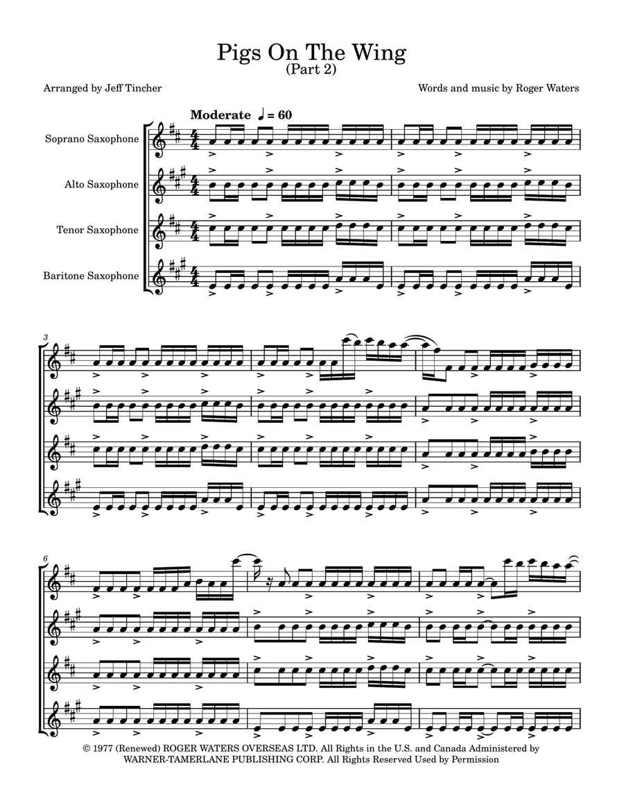 Pigs On The Wing (Part 2) Saxophone Quartet scores gallery preview page 2
