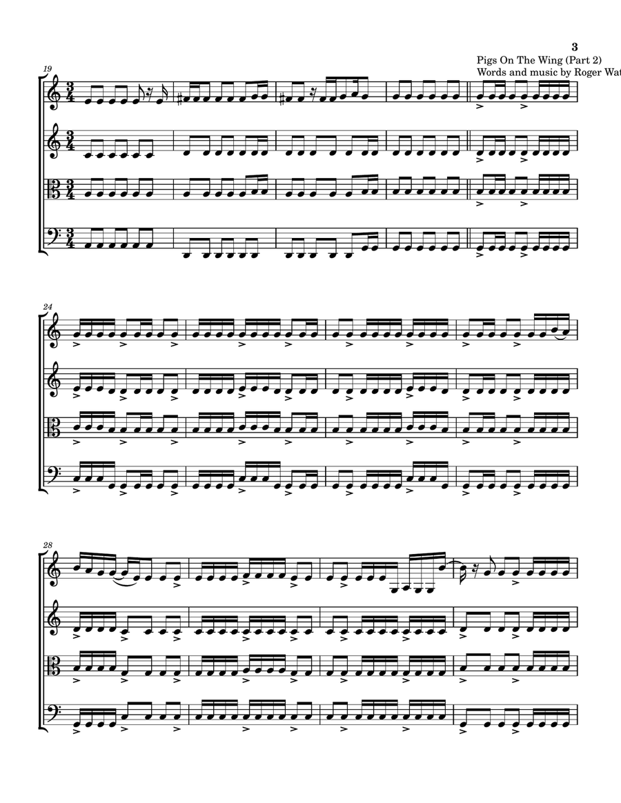 Medley: Pigs On The Wing (Part 1) with Pigs On The Wing (Part 2) String Quartet scores gallery preview page 4