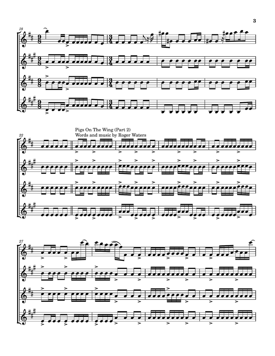 Medley: Pigs On The Wing (Part 1) with Pigs On The Wing (Part 2) Saxophone Quartet scores gallery preview page 4