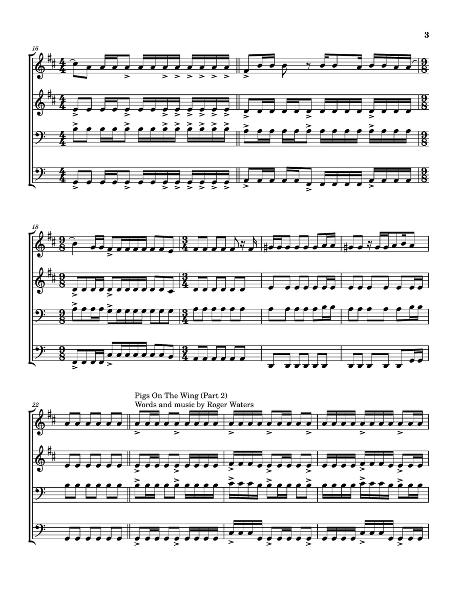 Medley: Pigs On The Wing (Part 1) with Pigs On The Wing (Part 2) Brass Quartet scores gallery preview page 4