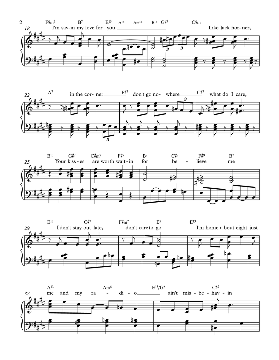 Ain't Misbehavin' Piano Solo scores gallery preview page 2