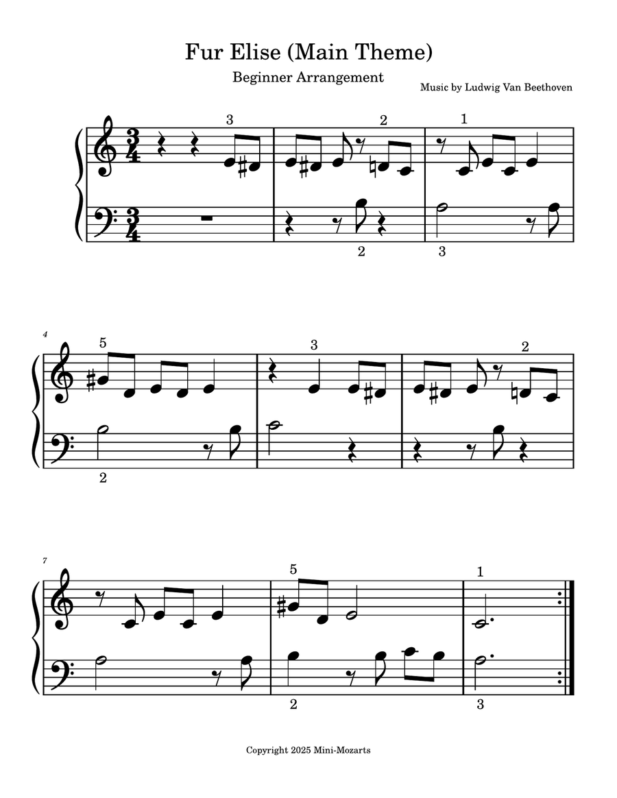 Fur Elise (Main Theme) Fur Elise (Main Theme) Piano Method scores gallery preview page 1