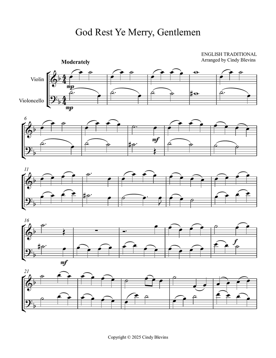 God Rest Ye Merry, Gentlemen, for Violin and Cello String Duet scores gallery preview page 3